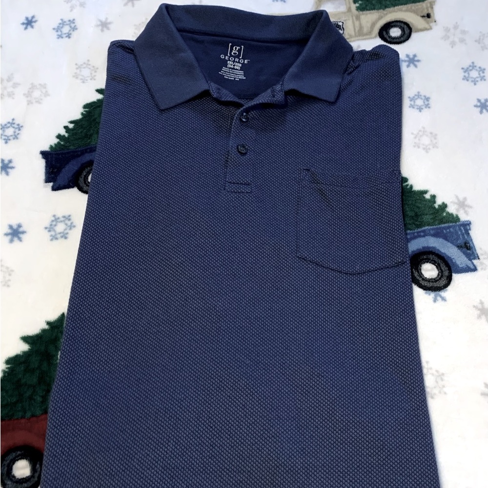 Men’s short sleeve George brand polo, blue patterned, like new, mens 3XL (54-56)